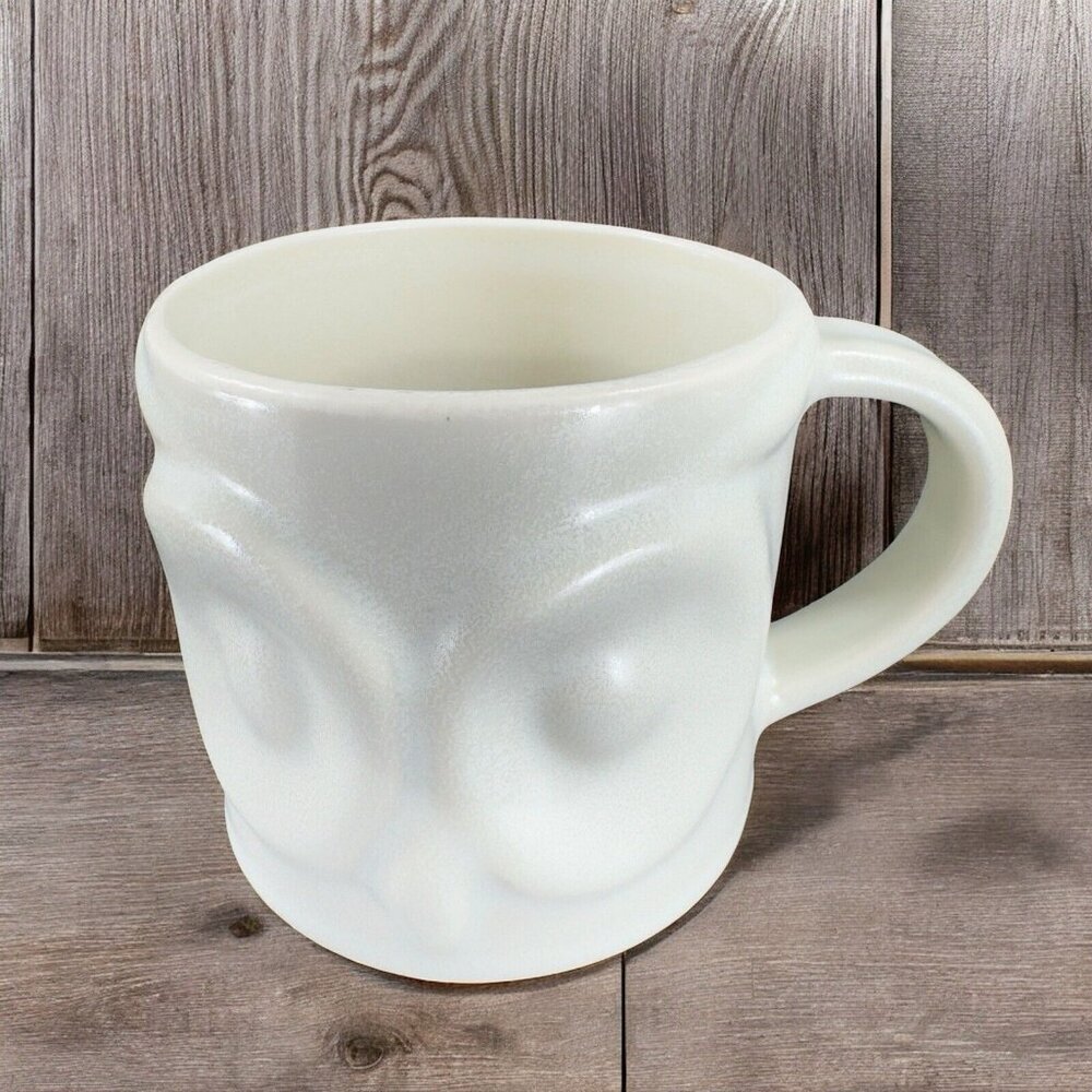 Pottery Barn Stoneware Pottery OWL Coffee Mug Cup Shaped Whimsical Bird Mug‎